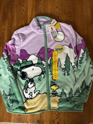 Peanuts Snoopy Women's Character Winter Sherpa Full Zip Sweatshirt Size Medium