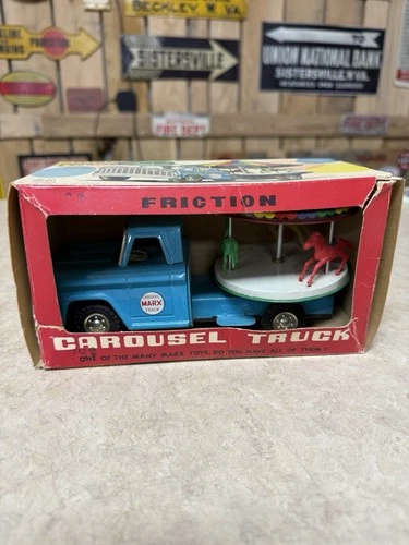 Vintage Marx Tin Litho Friction Carousel Truck MINT w/Original Box Rare