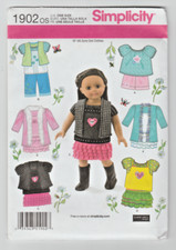 Simplicity 1902 Pattern - Skirts, Top, Pants, Jacket, Coat, Shorts for 18" Dolls