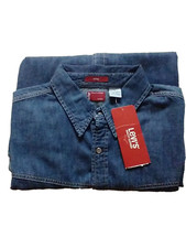 Levi's Shirt Jeans Men Size L Long Sleeve Pearl Snap Blue New
