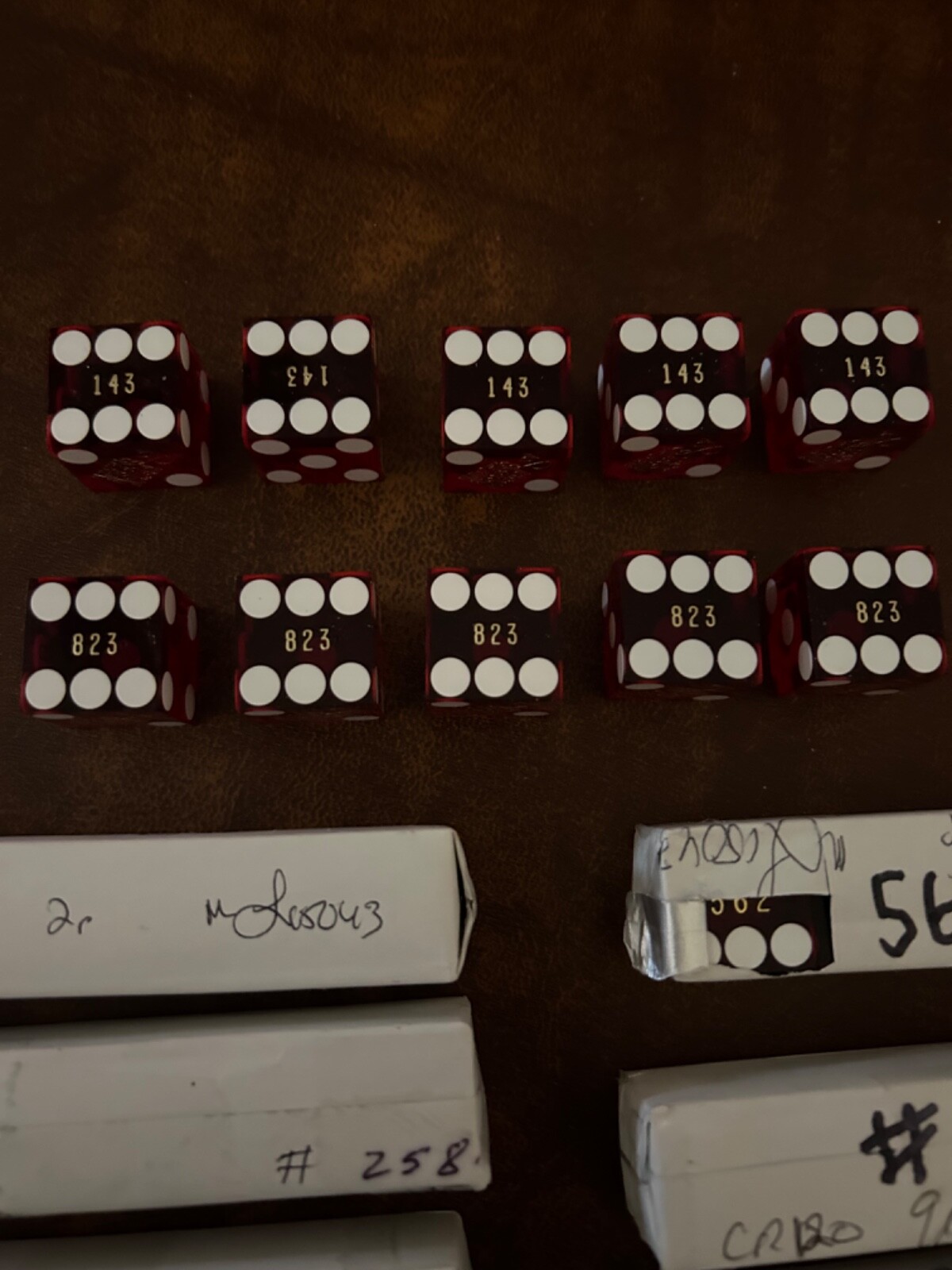 PROFESSIONAL CASINO DICE LOT OF 5 SAME NUMERED DICE PALACE CASINO