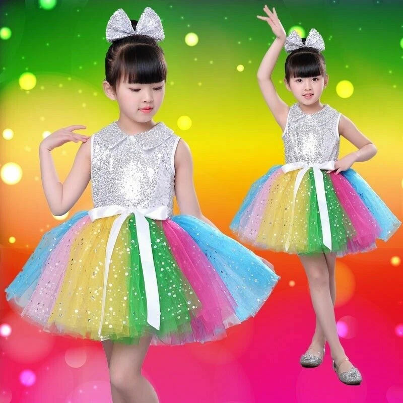 Fille Enfant Rainbow Sequin Tutu Danse Classique Ballet Robe Soirée  Princesse