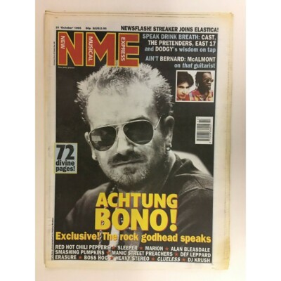 NEW MUSICAL EXPRESS NME MAGAZINE  21 OCTOBER 1995  ACHTUNG BONO!   LS