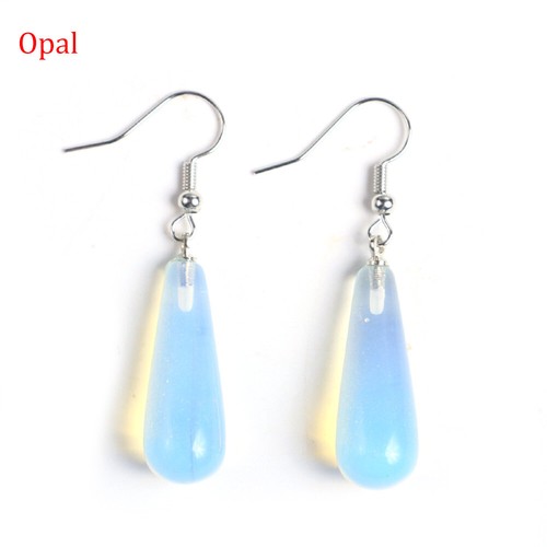 1 Pair Water Drop Natural Stone Chakra Crystal Pendant Dangle Earrings Hook Gift - Picture 21 of 26