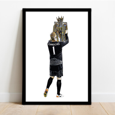 LEICESTER CITY - GERAHMTES POSTER KASPER SCHMEICHEL FOOTBALL DRUCK!