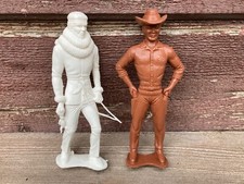 VTG 5 1/8" BROWN COWBOY  WHITE INDIAN PLAYSET FIGURES MARX 