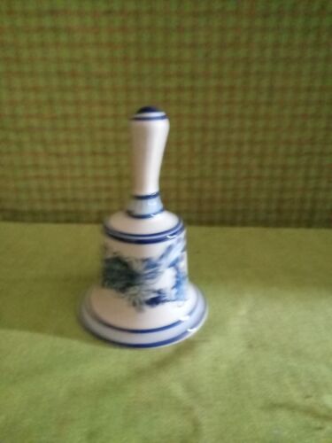 Vintage 4 1/4" Tall Blue Delft Bell Hand Painted In Holland - Picture 1 of 4