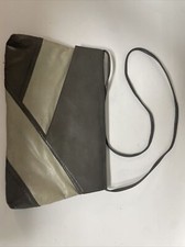 Vtg 80s Gray Combination. Leather, Convertible Clutch. E