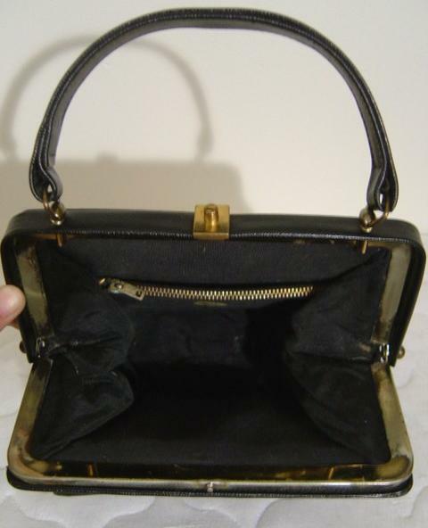 VINTAGE 50s 60s EMPRESS ROCKABILLY MOD BLACK FAUX LEATHER VINYL