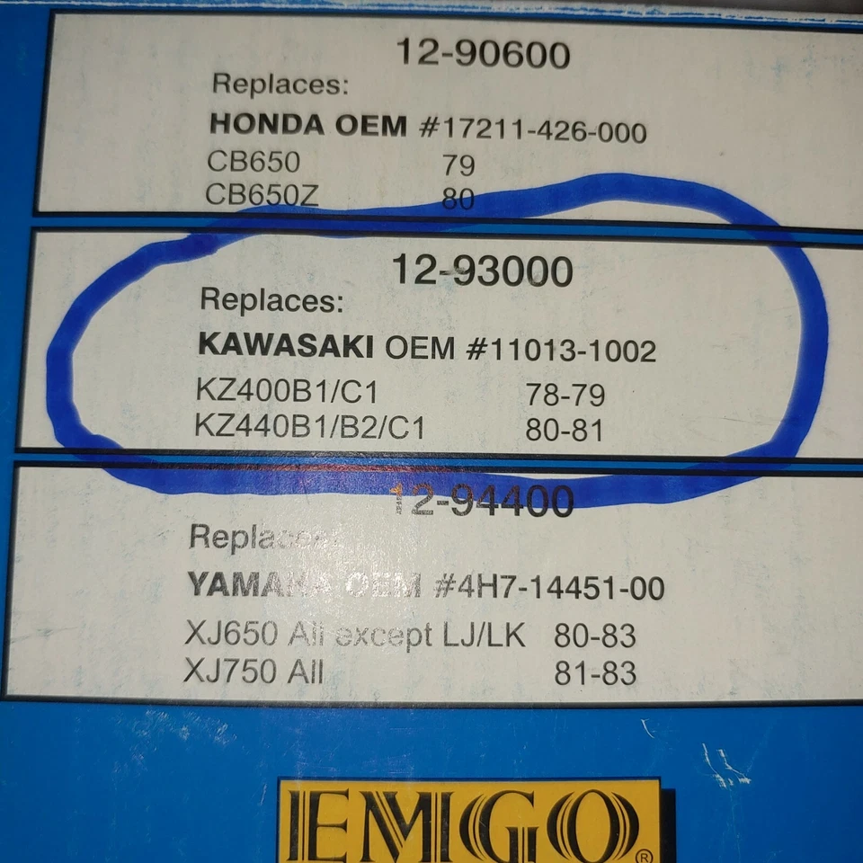 Emmo - 12-93000 - 空气过滤器 78-79 KZ400 A/B/C 型号 B19 — 第 3/3 张图片
