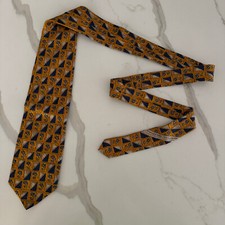 Ermenegildo Zegna Tie Men's Gold Floral 100 Silk Necktie Handmade In Italy