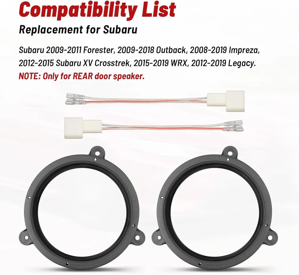 Adaptador y arnés de altavoz de puerta trasera de 6,5 pulgadas para Subaru XV Crosstrek 2012-2015 Foto 2 de 4