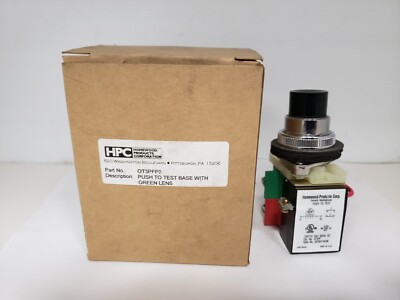 HPC OT3PFP3 PILOT LIGHT PUSH TO TEST BASE W/GREEN LENS 110/120V AC 50/60HZ NIB
