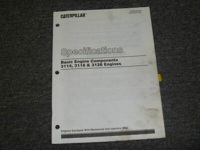 CAT Caterpillar 3126 Basic Engine Components Specs Shop Service Repair Manual