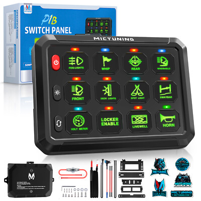 12 Gang Switch Panel On-Off LED Circuit Control Relay Box Truck Marine 12V/24V