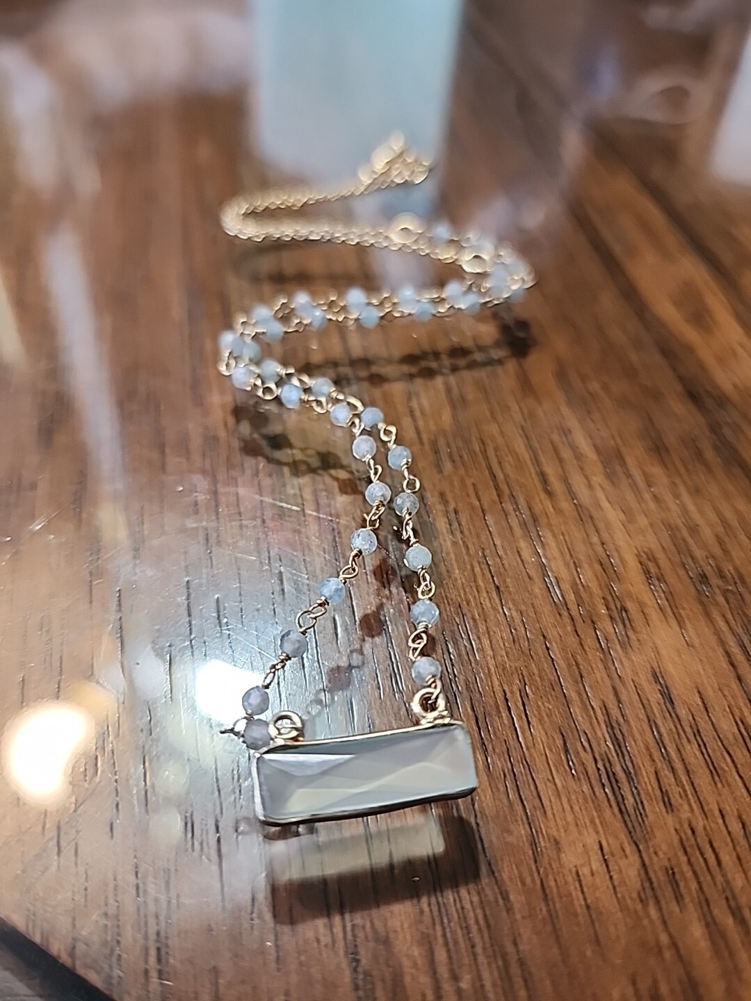 Moonstone Bar Necklace 17