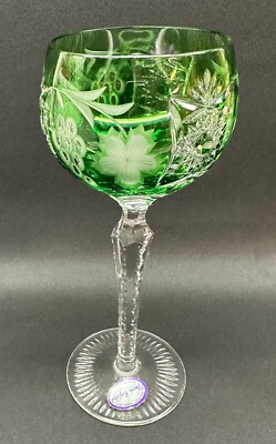 The Crystal Goblet 限定版プリント Cut Glass Cased Lead Crystal Wine Goblet Emerald Green / Clear