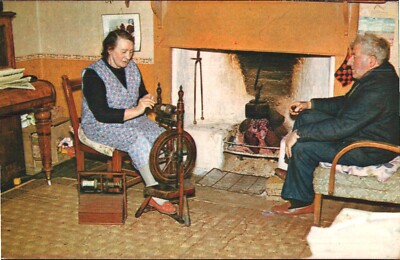 Spinning The Fine Shetland Wool in Crofter's Cottage, Unst. Shetland 