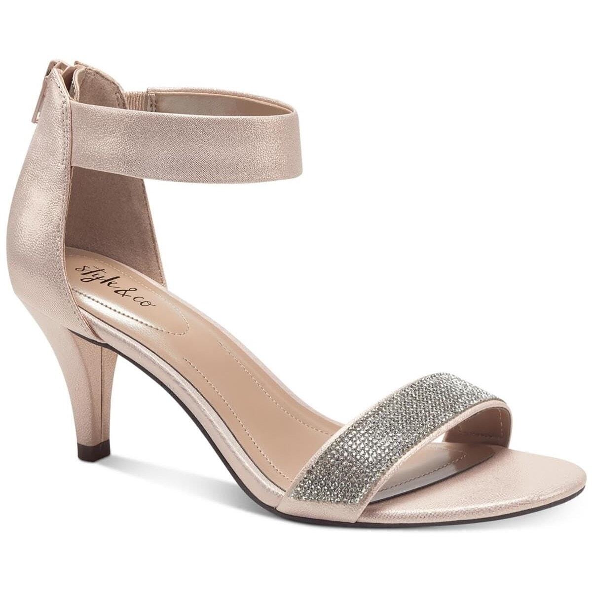 Style \u0026 Co Women Phillyis Ankle Strap Dress Sandals Size US 8.5M Blush  Silver | eBay