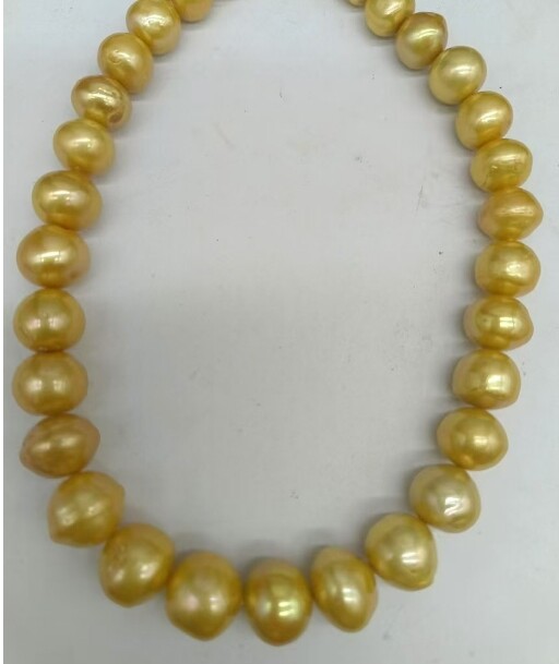 Genuine Natural 12-15mm Yellow Freshwater Culture Pearl Necklace