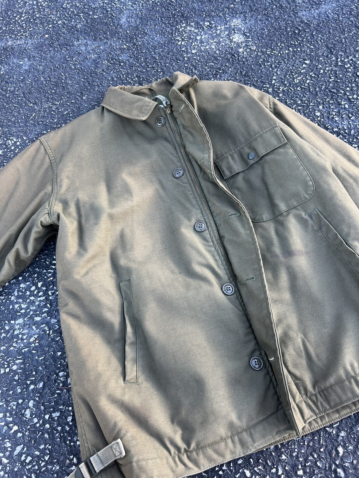 Vintage Military Navy Deck Jacket A2 Cold Weather Permeable Stencil