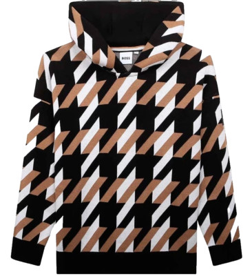 HUGO BOSS KIDS BEIGE HUGO BOSS MINI ME KNITTED HOODIE J25Q10 M13