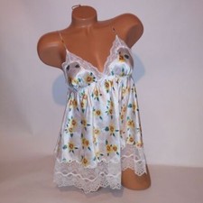 Victoria Secret Lingerie Babydoll Small White Yellow Floral Lace Trim 2011 Colle