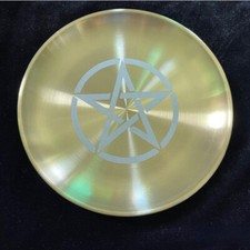 Plateau D'Autel Pentagramme Wicca En Acier Inoxydable Doré/Argent 14cm 20cm
