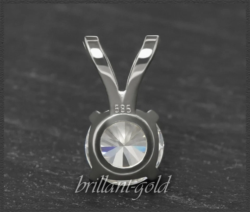 Diamant Anhänger, 1,01ct Solitär Brillant in River D & Si, 585 Weißgold Gleiter - Bild 4 von 4