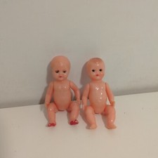2 MINI bambole vintage, anni 50, celluloide, altezza 8 cm - Made In Italy 