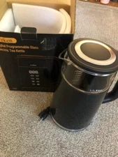 Veken Digital Programmable Electric Tea Kettle 1.7 L Boiler Black Glass