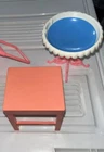Vintage Arco Barbie Patio Furniture , Stool, And Bird Bath