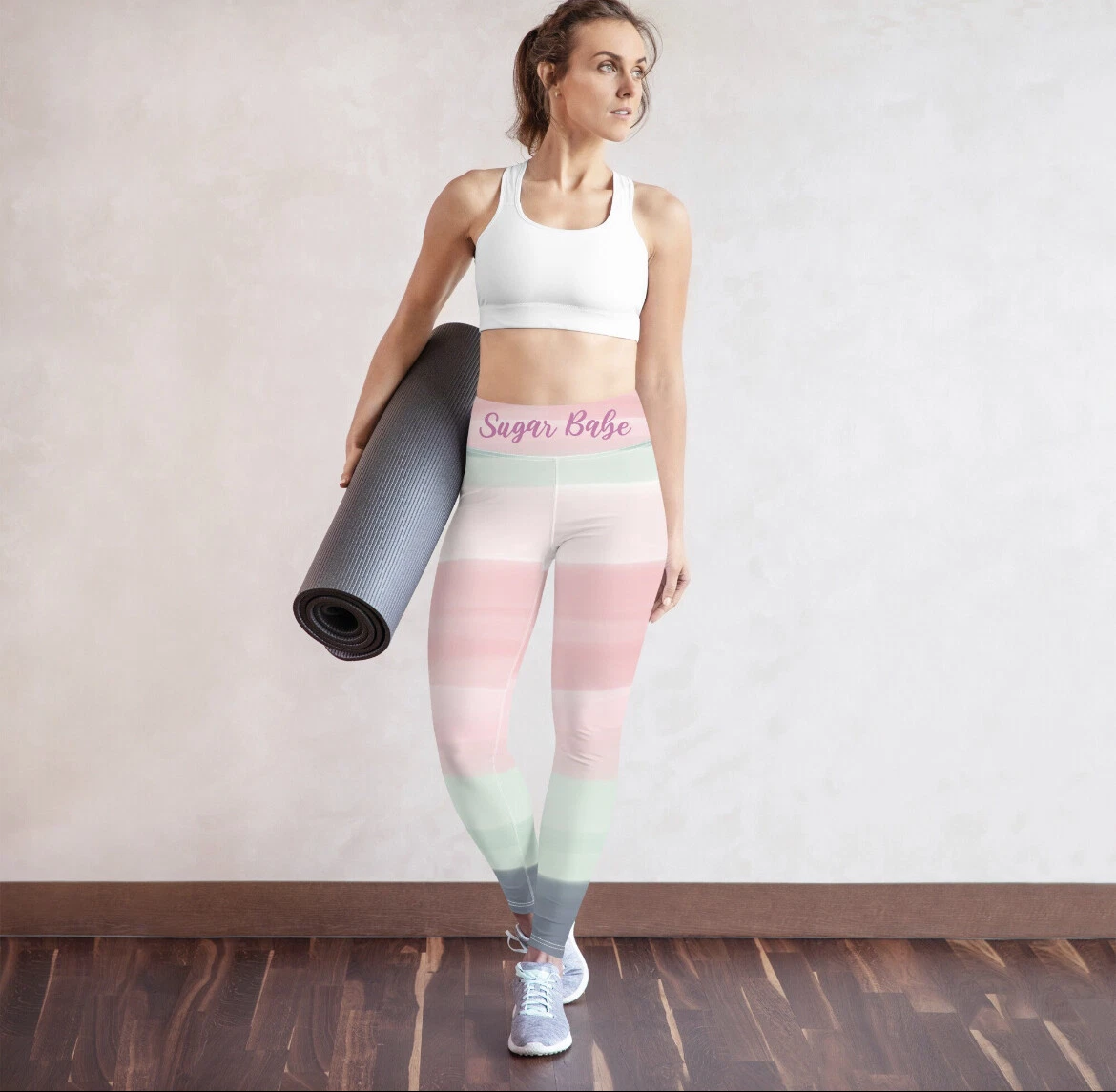 Yoga or Gym pants/bottoms/leggings - sugar babe logo - multicoloured