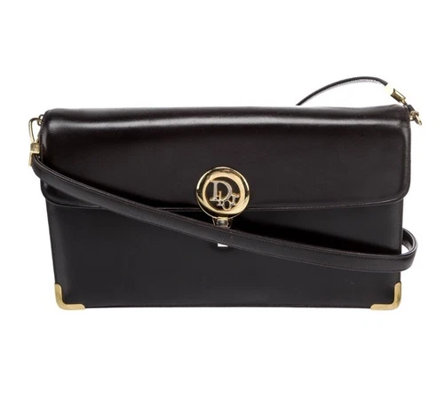 Sac à main bandoulière Christian Dior cuir marron