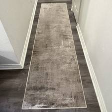 Ruggable Washable Runner Cover Impasto Natural Abstract Taupe 2.5 X 10  