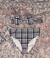 J. Crew Tie Front Underwire Bikini Top SZ 32C  High Waist Bottoms SZ M NWT