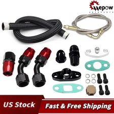 Oil Feed Line+10AN Oil Drain Return Fitting Kit For Turbo T3 T4 T6 GT45 T04E T66