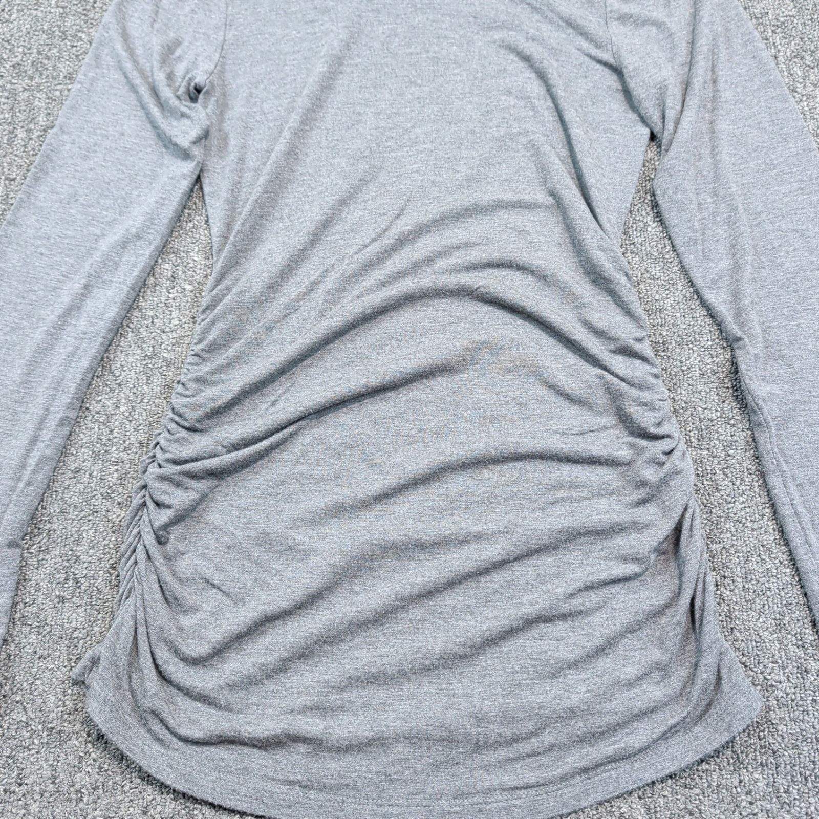 C. Wonder Minimalist Ruched Turtleneck S Grey Modal Stretch Long Sleeve Top image 2