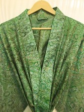 Pure Silk Green  Brown kimono Long Robe Gown Girl's Woman Silk Kimono KMO5428