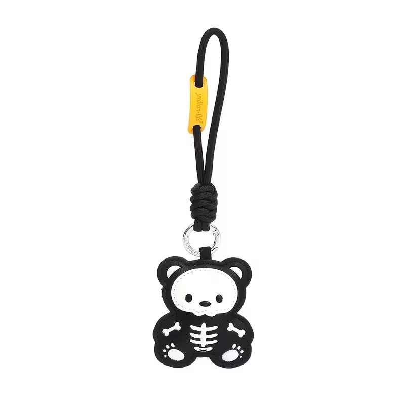 Autistic Skelleton New Faux Leather Skeleton Bear or Puppy Halloween Bag Charm / Keychain ...