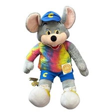 VTG Chuck E Cheese Lot Plush Mouse Tie Dye Shirt Blue Shorts Hat Coin Tokens Toy