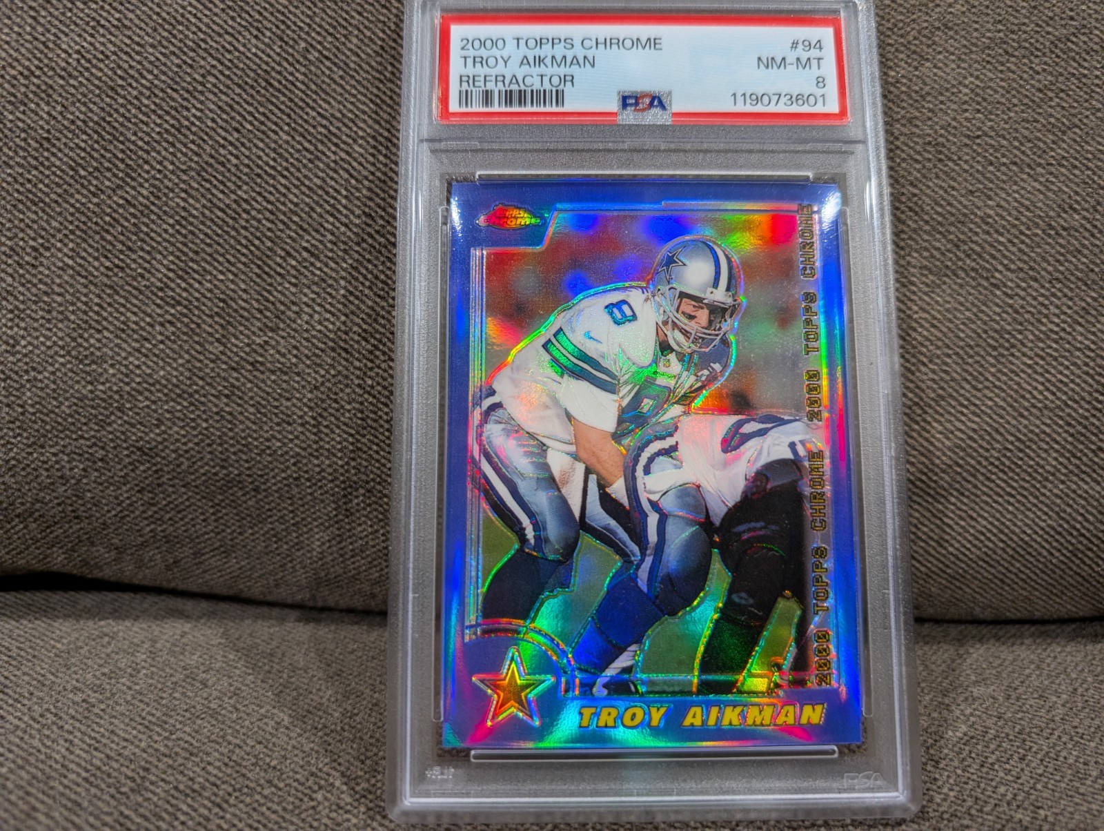 2000 TOPPS CHROME TROY AIKMAN REFRACTOR PSA 8 DALLAS COWBOYS SHARP CLEAN RARE SP