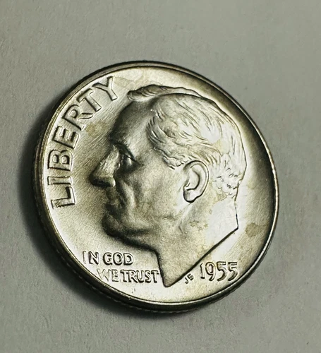 1955-D Roosevelt Dime Gem BU Frosty White As Pictured # RD 1955-D (546-54)