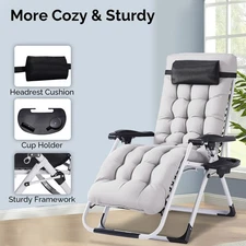 Zero Gravity Reclining Chair Outdoor Lounge Chair with Removable Cushion & Tray