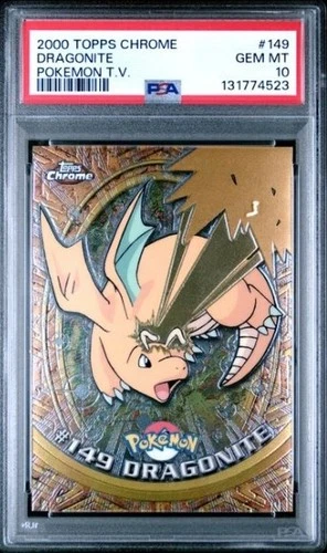 2000 TOPPS CHROME POKEMON T.V. #149 DRAGONITE POKEMON T.V. - PSA 10 MODERN GRADE