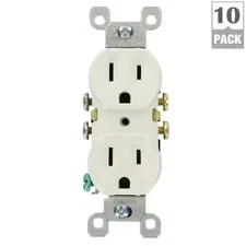 10 Pack Outlet Receptacle 125V 15 Amp Duplex Residential Dual Electrical Wall