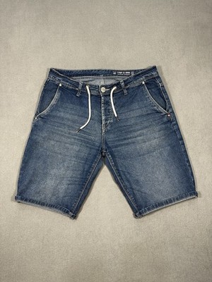 TRN 1961 Men s Denim Shorts Size 32 Blue Drawstring Casual Jean Shorts