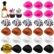 30PCS Plastic Mini Western Cowboy Cowgirl Hat Cute Miniature Hat for Party Ac...