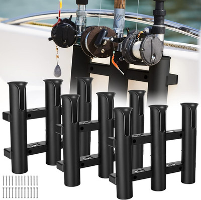 3 Pcs Fishing Rod Holder Bracket Tube 3 Rod Rack Wall Mounted 10.63 Inch Fishing