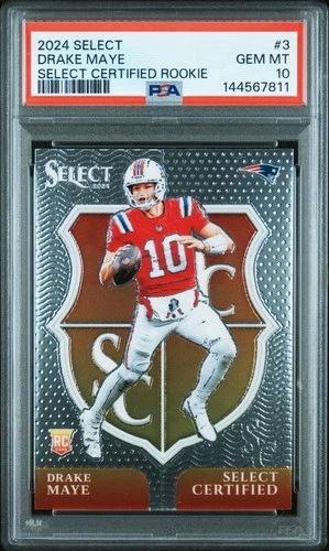 2024 Panini Select Select Certified Rookies Drake Maye (RC) #3 - PSA 10 Gem MT